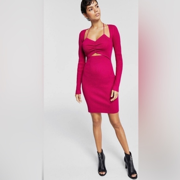 Bar III Cutout-front Ribbed Sweater Dress Sz XL - Picture 2 of 5